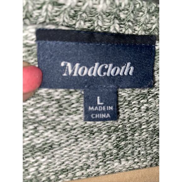 Modcloth Sweater Women Lg Boho Grandpa Cardigan Open Front Knit Duster Swacket - Picture 12 of 12